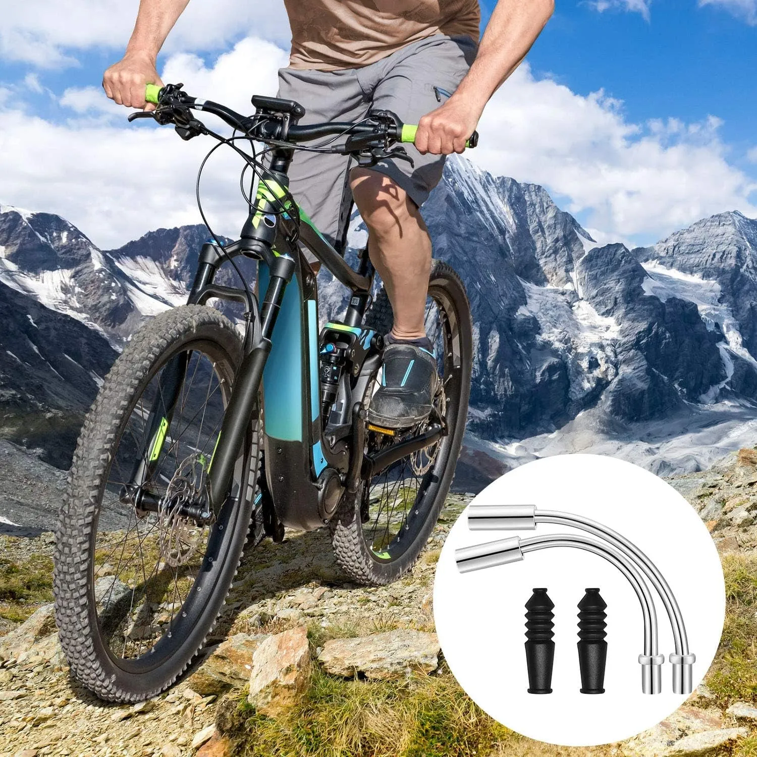 32 Pieces Bike Brake Noodle Cable Bicycle Cycling Brake Pipe with Rubber Boots for Mountain Bike Bicycle Accessories