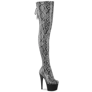ADORE-3008SP-BT Pleaser Pole Dancing Snake Print Thigh High Boots