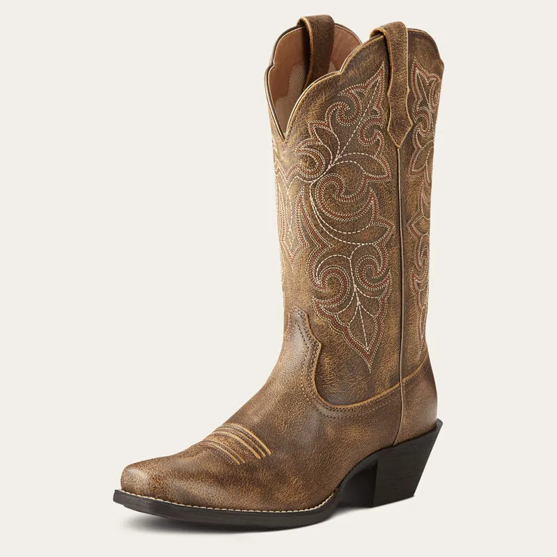Ariat Ladies Brown Round Up Blunt Toe Western Boots
