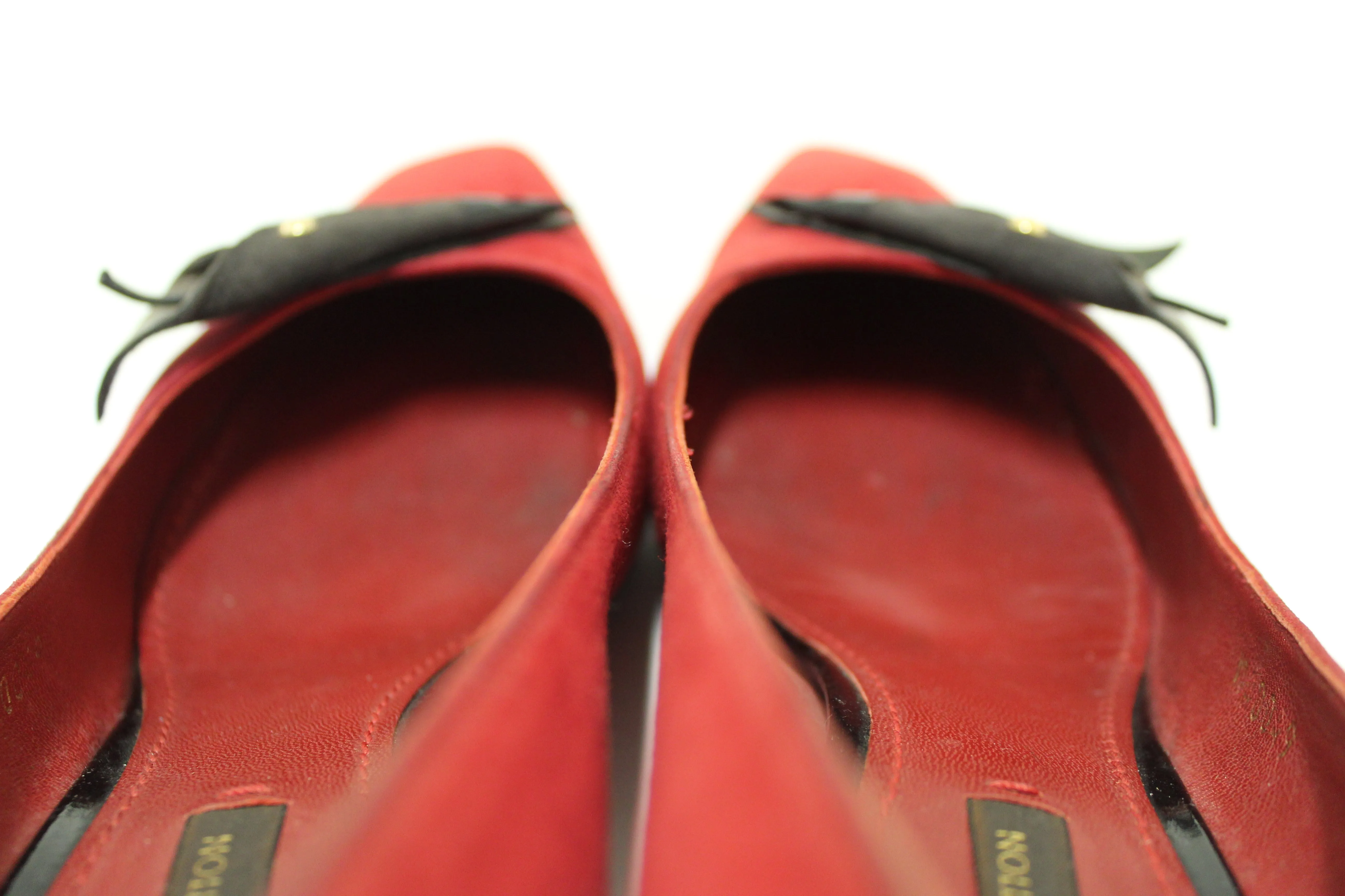Authentic Louis Vuitton Deep Red Suede Leather Heel Shoes Size 38