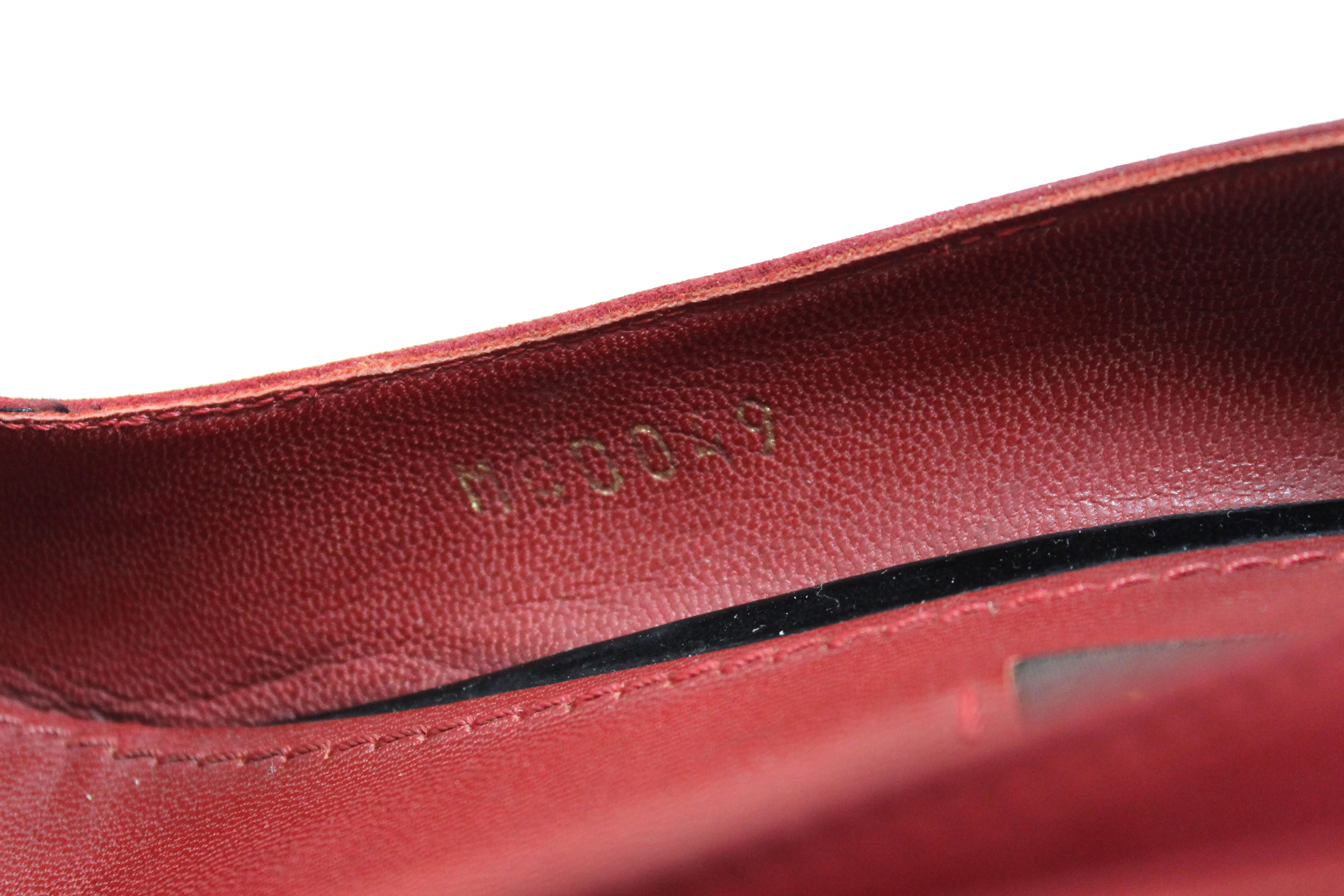 Authentic Louis Vuitton Deep Red Suede Leather Heel Shoes Size 38