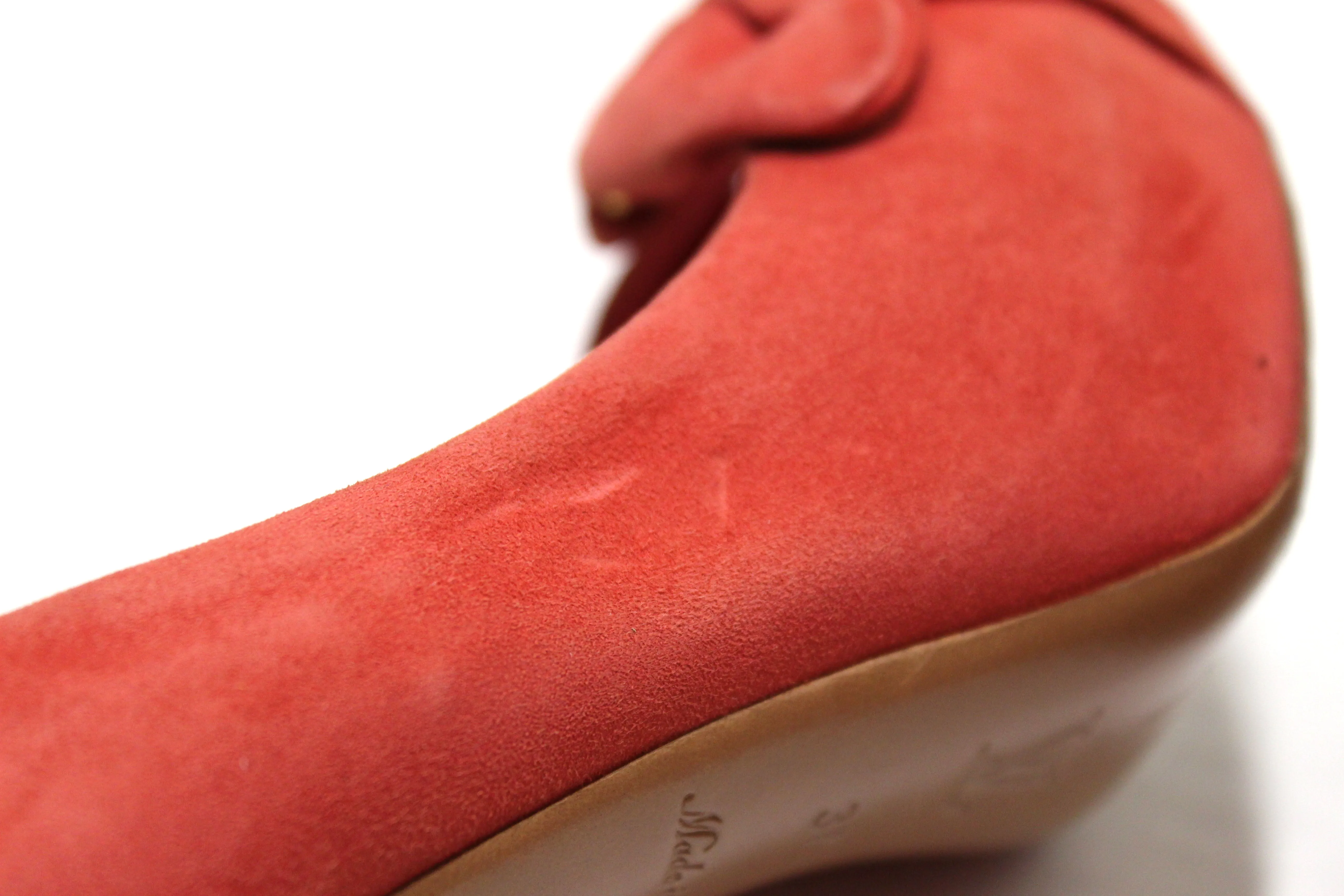 Authentic Louis Vuitton Red Suede Leather Pumps Shoes Size 37
