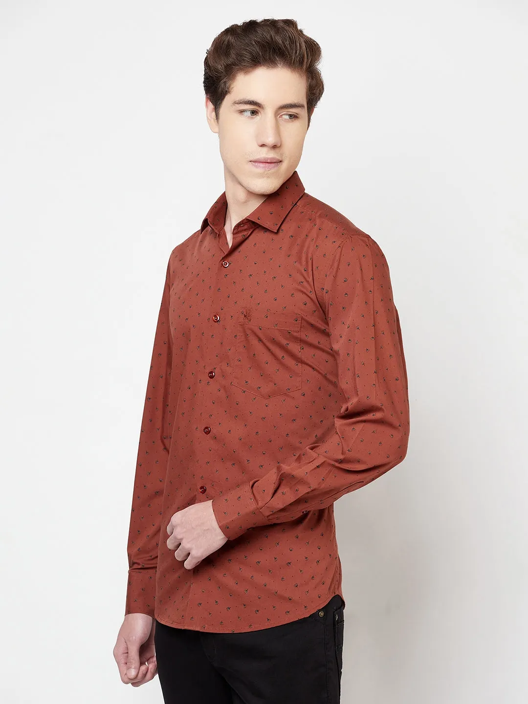 Brown Floral Shirt