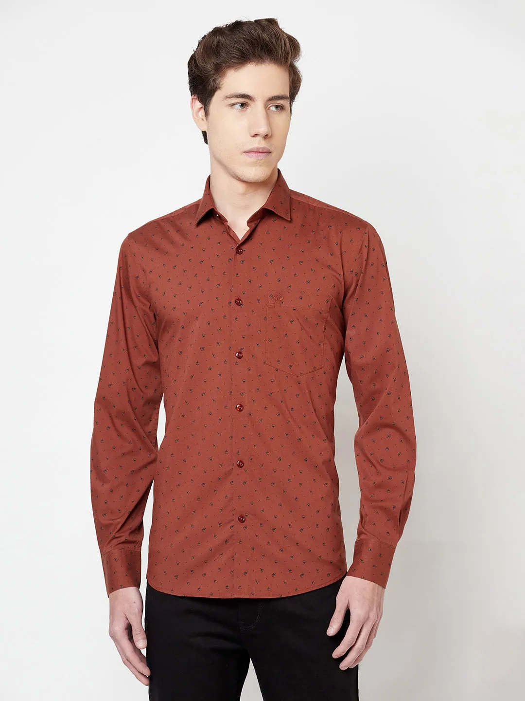 Brown Floral Shirt