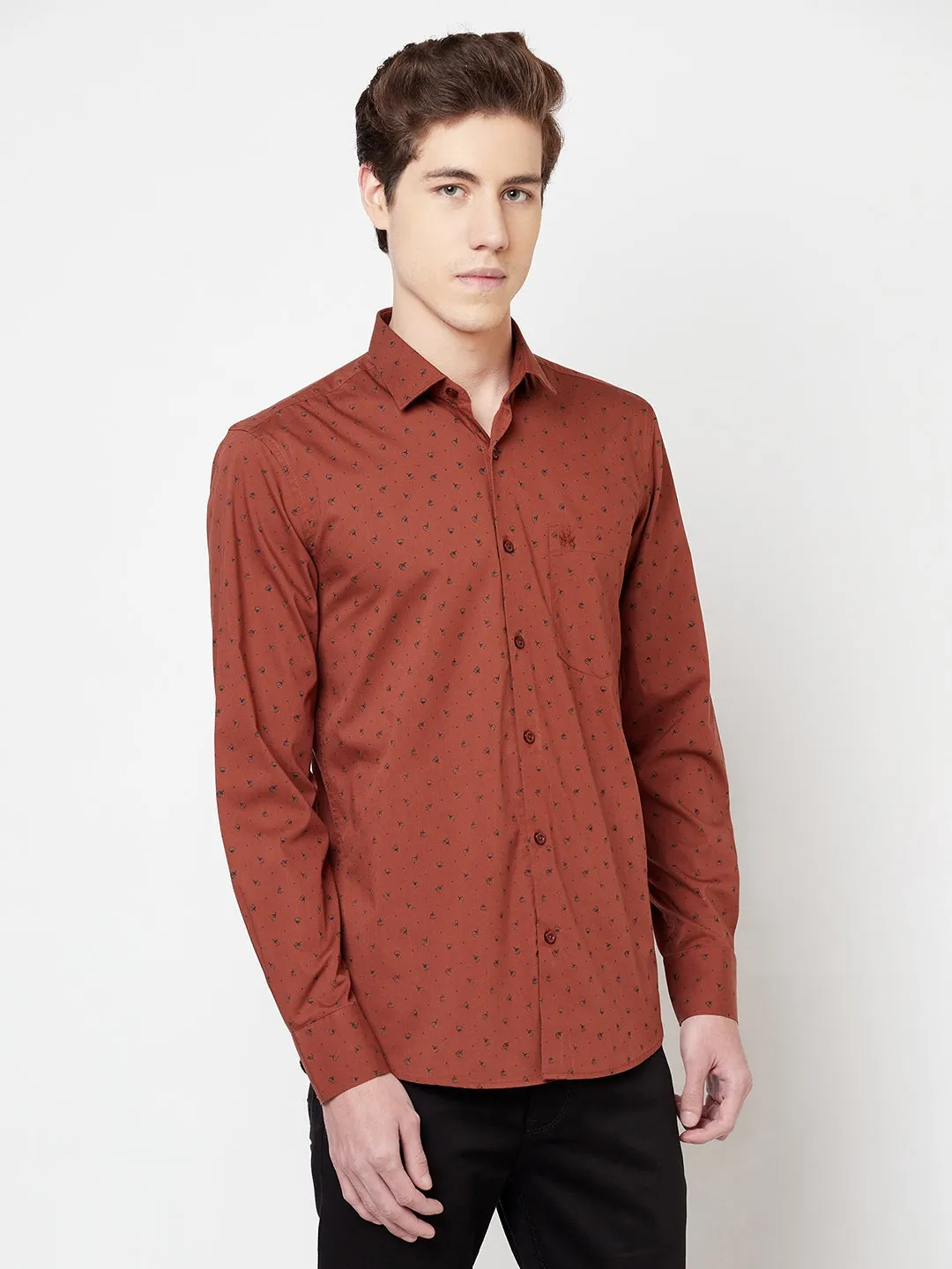 Brown Floral Shirt