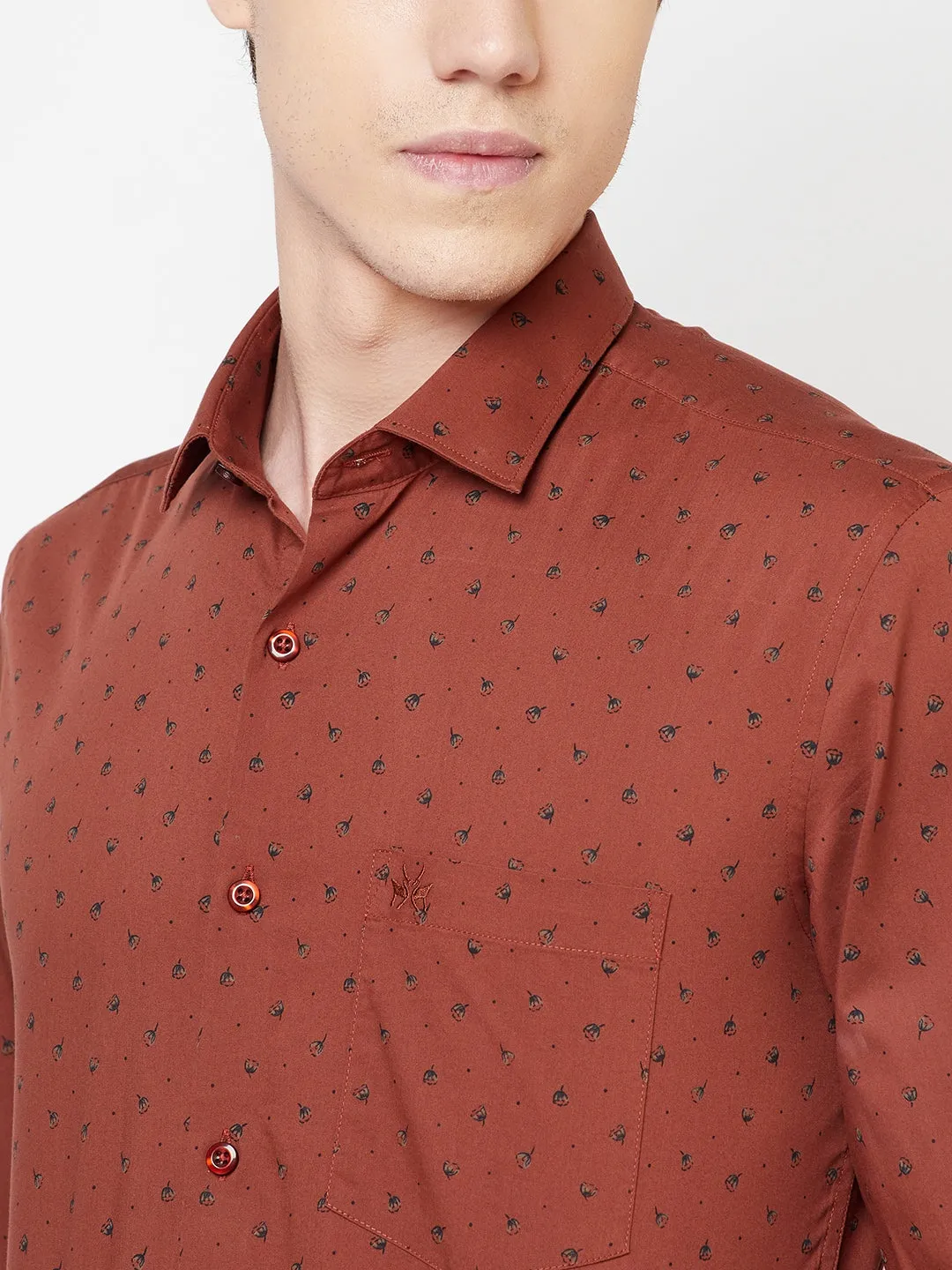 Brown Floral Shirt