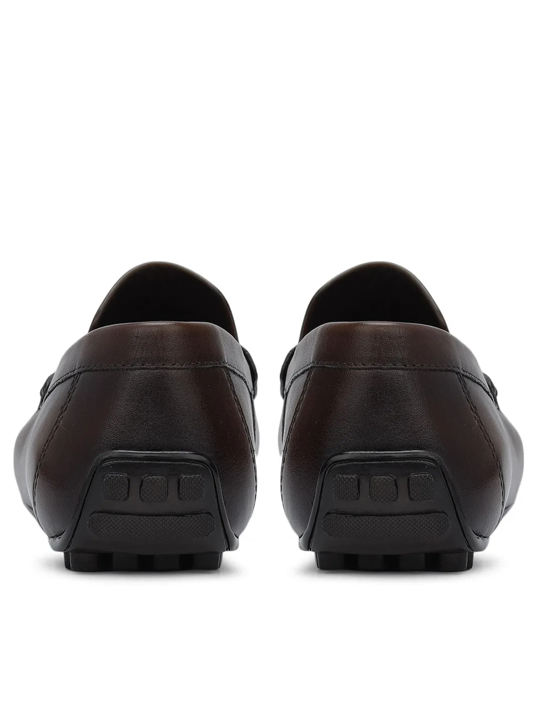 Brown Leather Moccasins With Panel