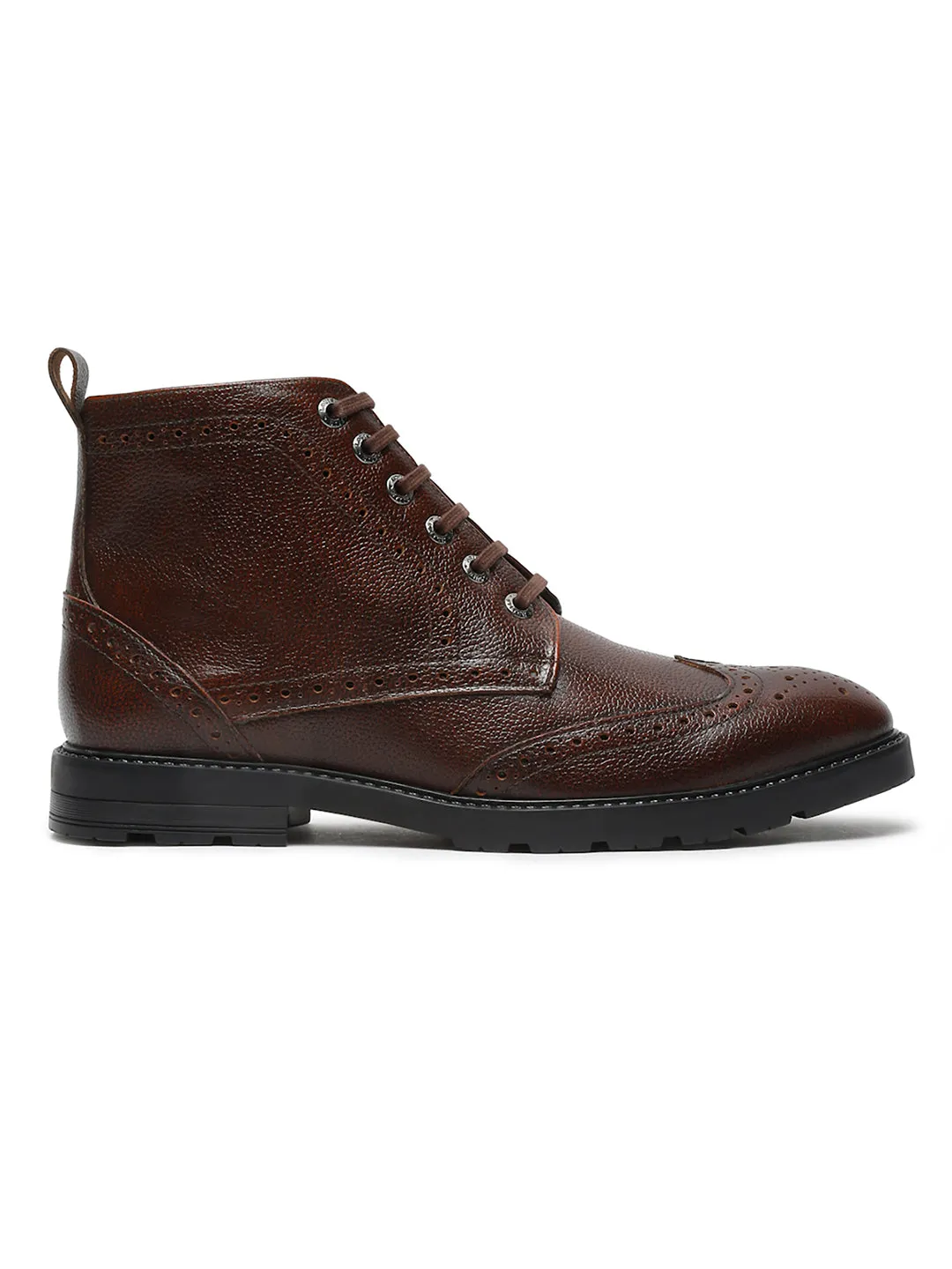 Brunette Brown Handcrafted Italian Leather High Ankle Chukka Brogue Boots