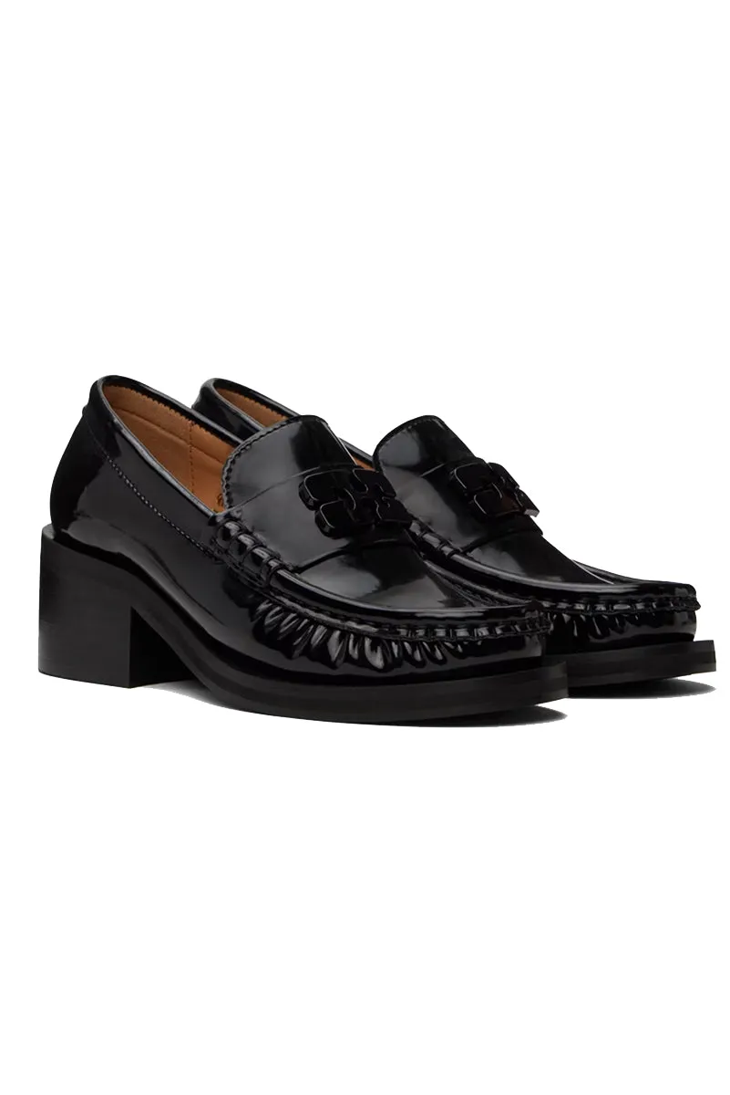 Butterfly Mid Heel Loafer - Black