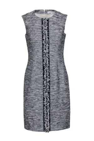 Carolina Herrera - Grey, Black & White Textured Sleeveless Dress Sz 6