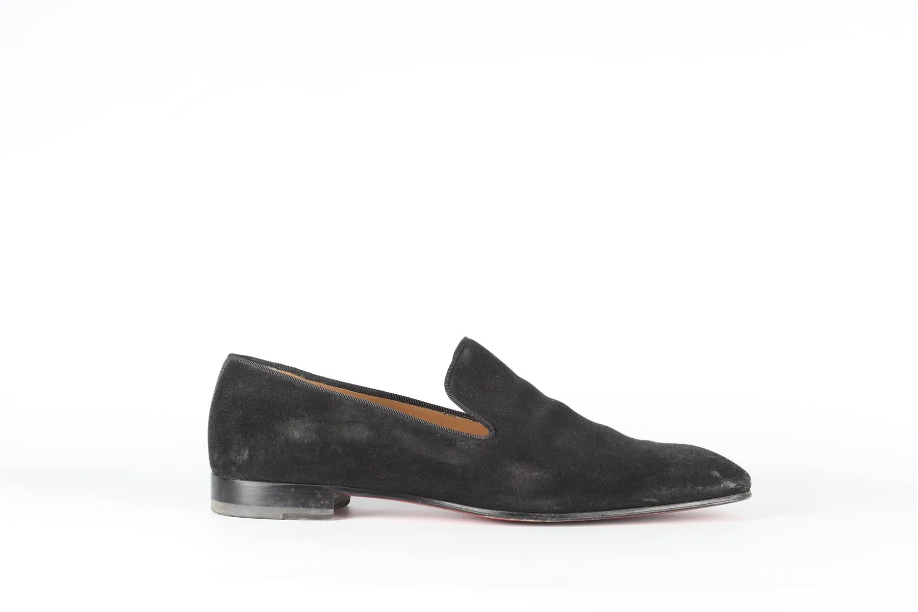 CHRISTIAN LOUBOUTIN BLACK MEN'S SUEDE LOAFERS EU 42.5 UK 8.5 US 9.5