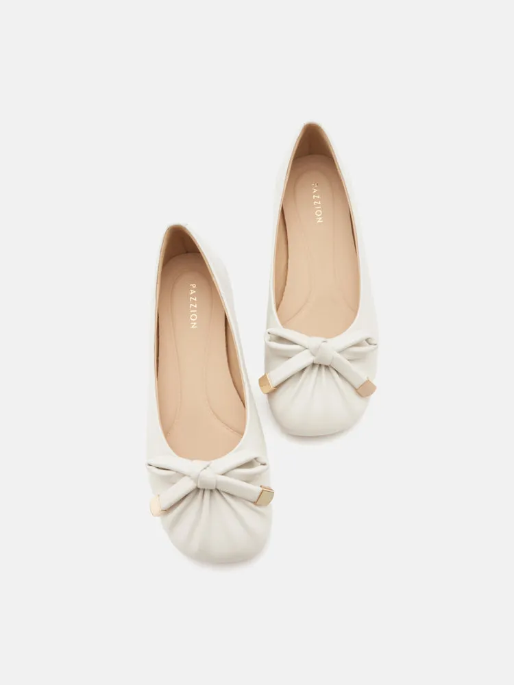 Clarissa Bow Accent Ruched Flats