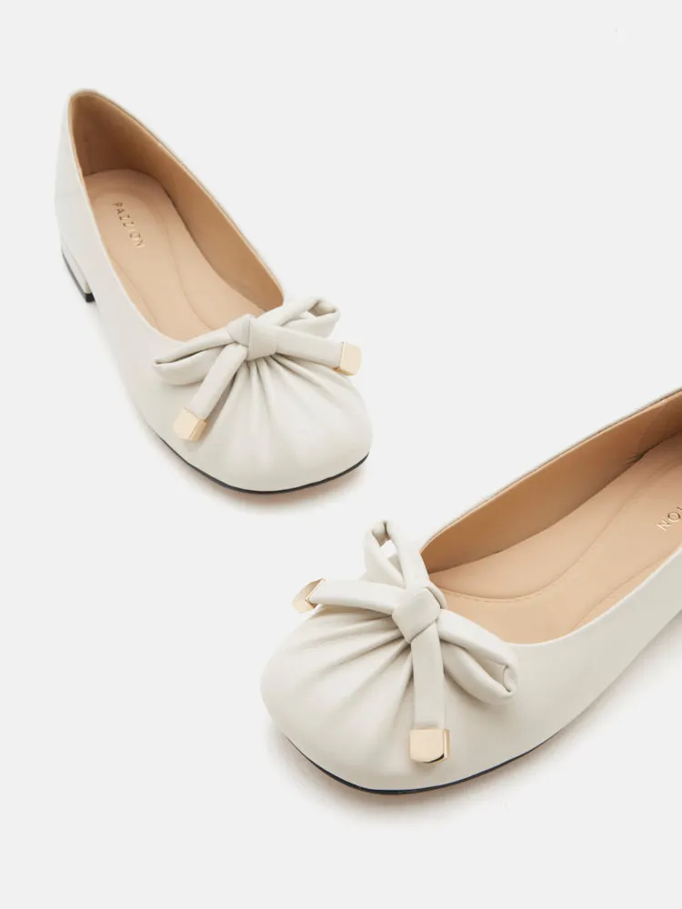 Clarissa Bow Accent Ruched Flats