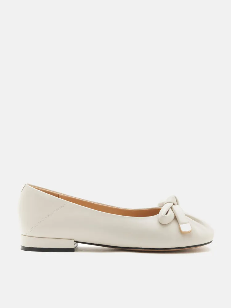 Clarissa Bow Accent Ruched Flats