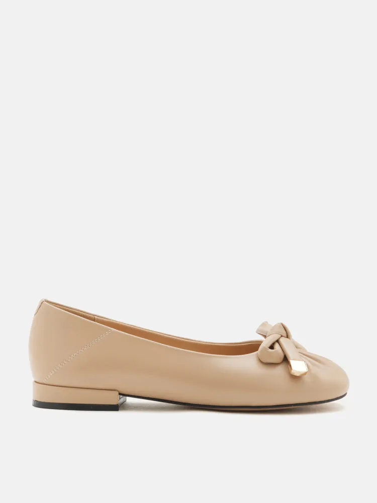 Clarissa Bow Accent Ruched Flats