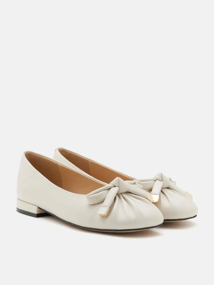 Clarissa Bow Accent Ruched Flats