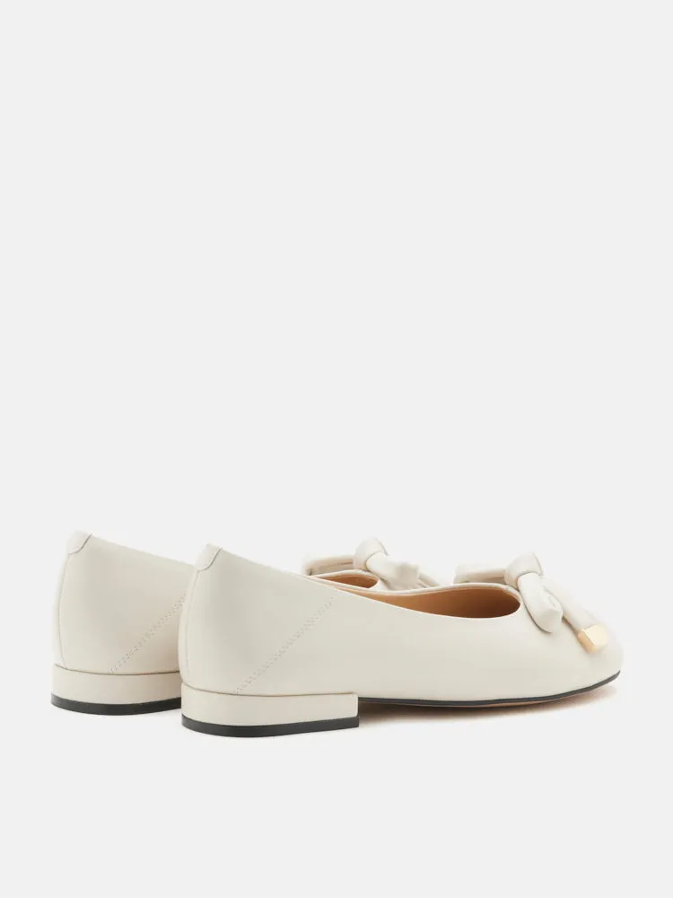 Clarissa Bow Accent Ruched Flats