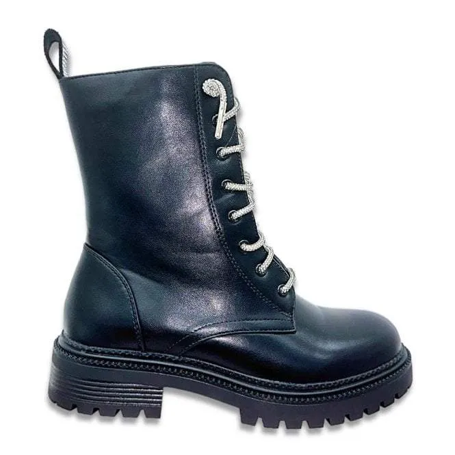 Crystal Dazzle Lace Up Boots