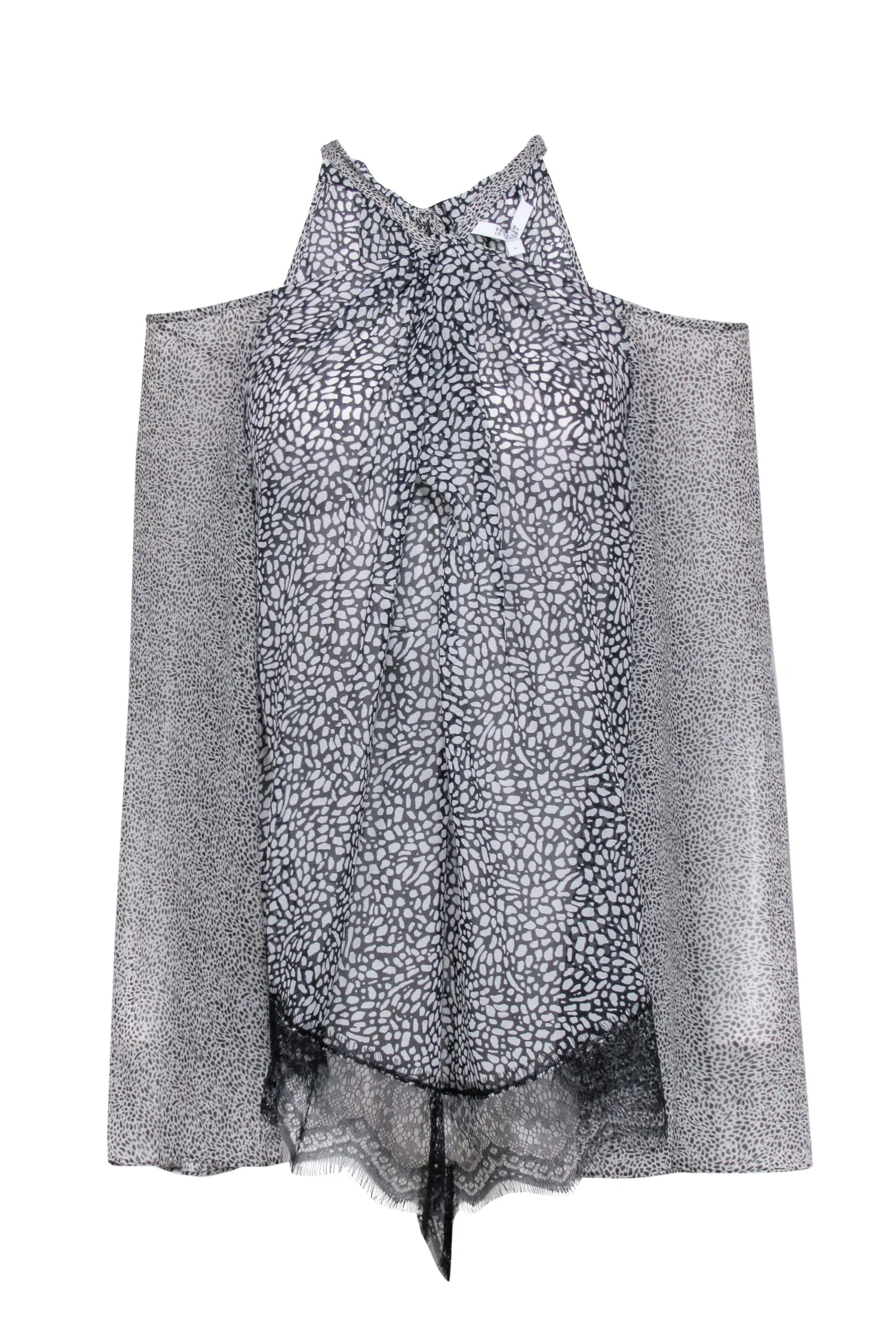 Derek Lam - Black & White Multi Spot Print Cold Shoulder Top Sz 6