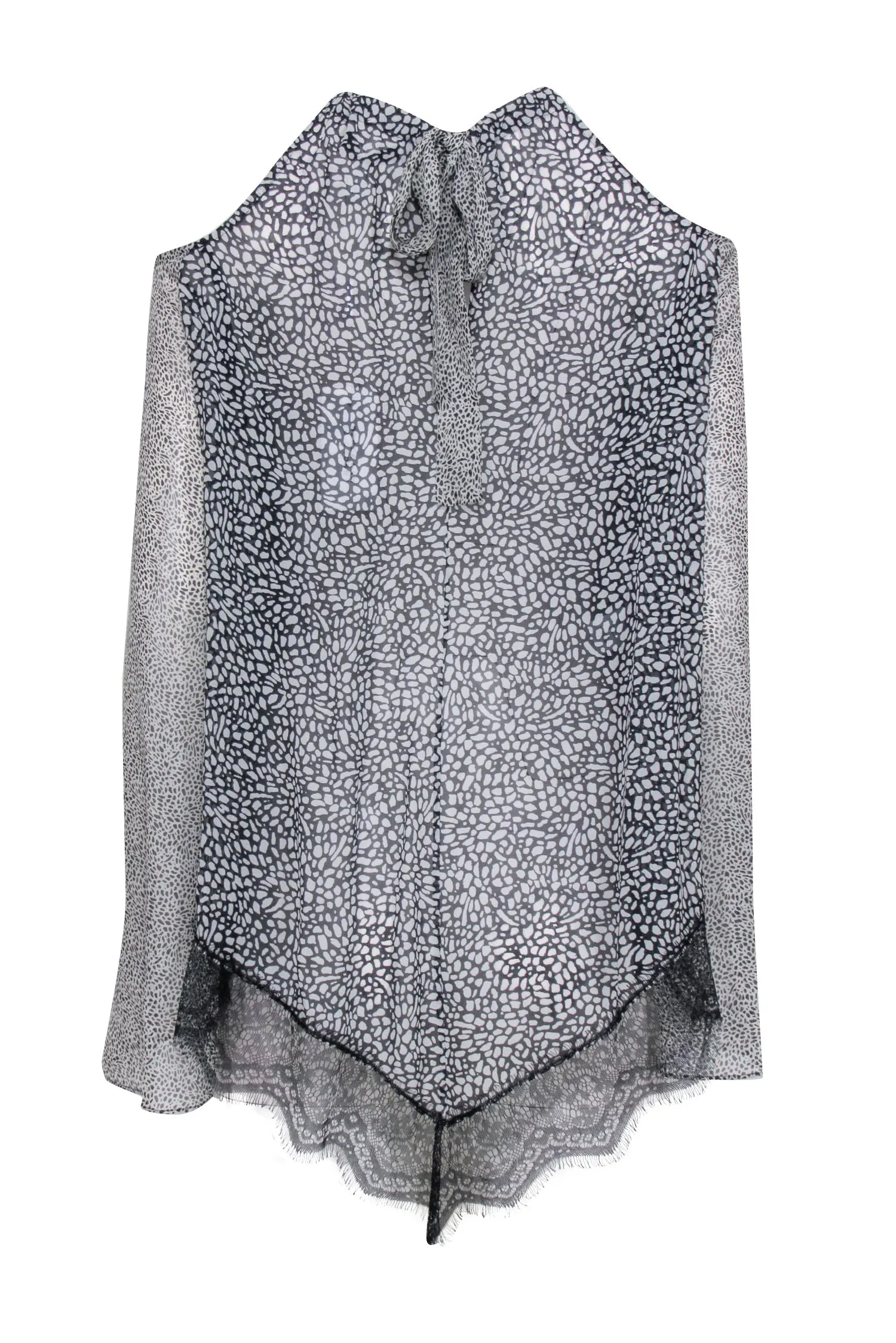 Derek Lam - Black & White Multi Spot Print Cold Shoulder Top Sz 6
