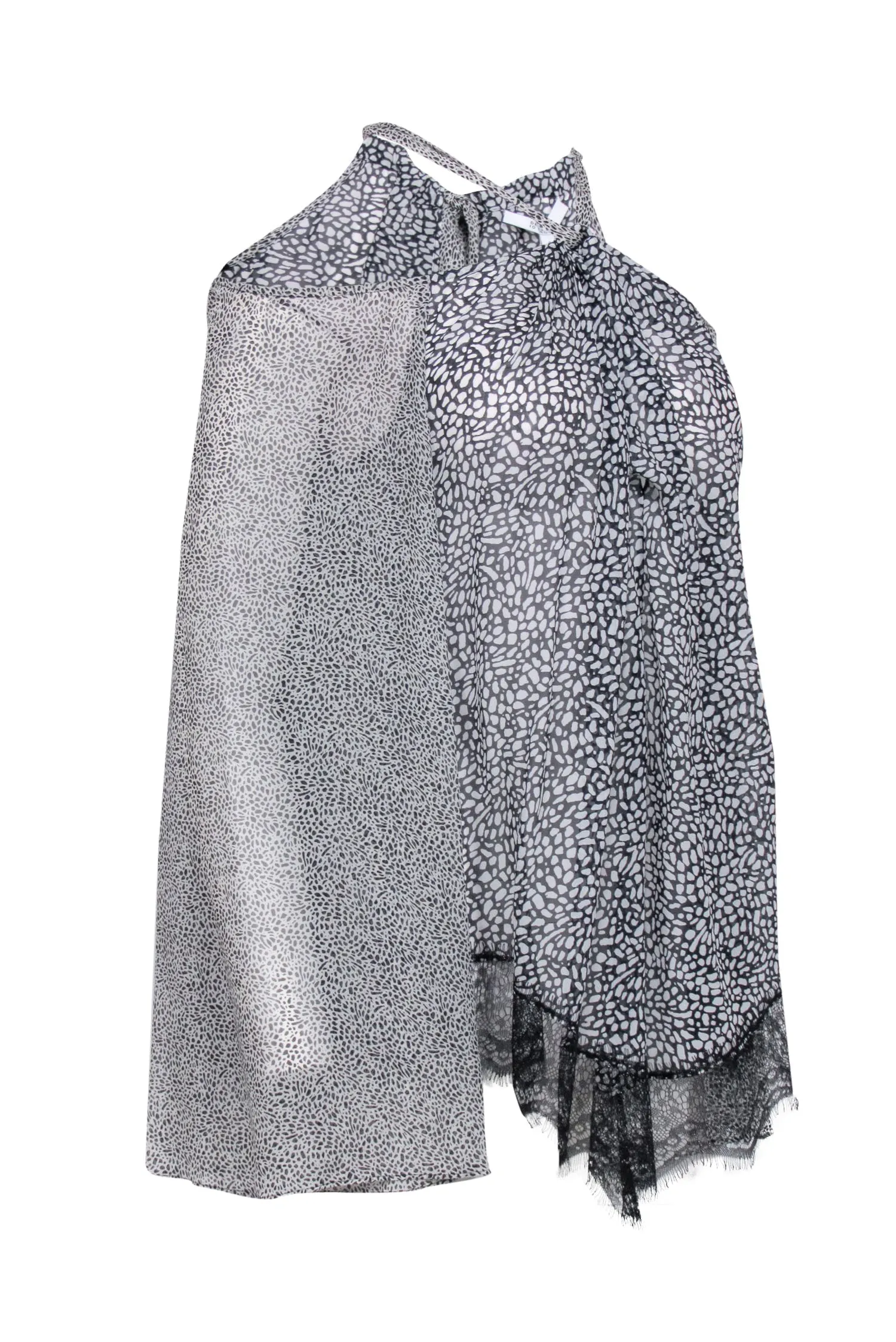 Derek Lam - Black & White Multi Spot Print Cold Shoulder Top Sz 6