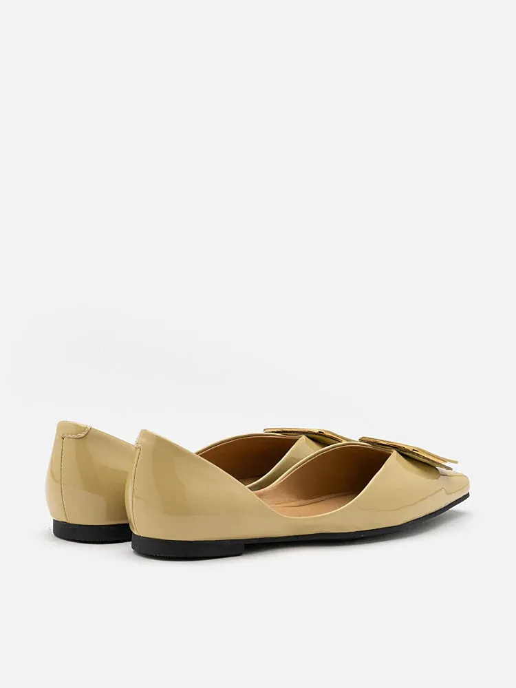 Desiree Buckled Patent Covered Flats