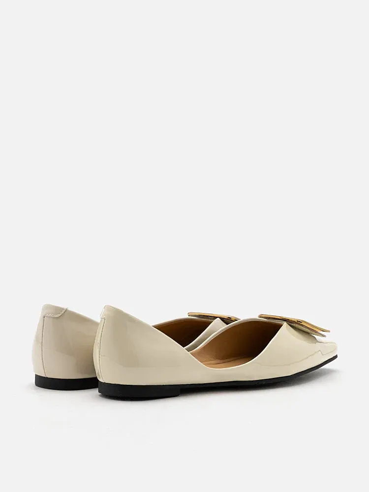 Desiree Buckled Patent Covered Flats