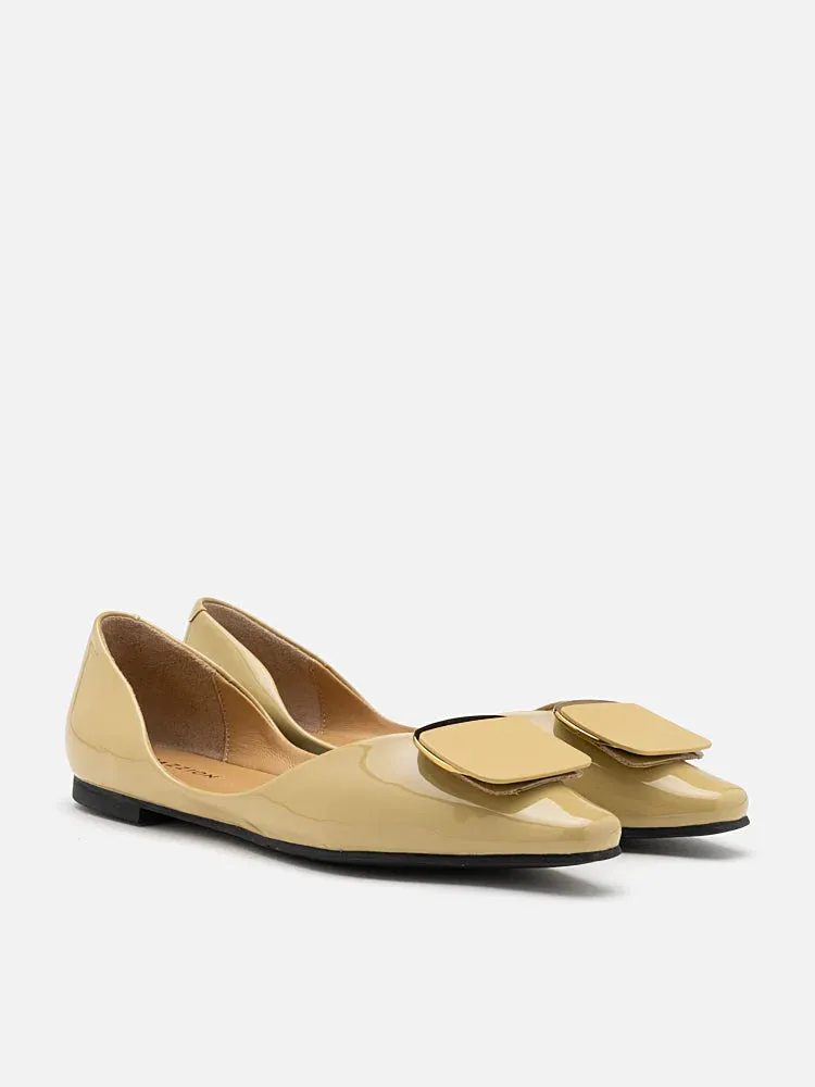 Desiree Buckled Patent Covered Flats