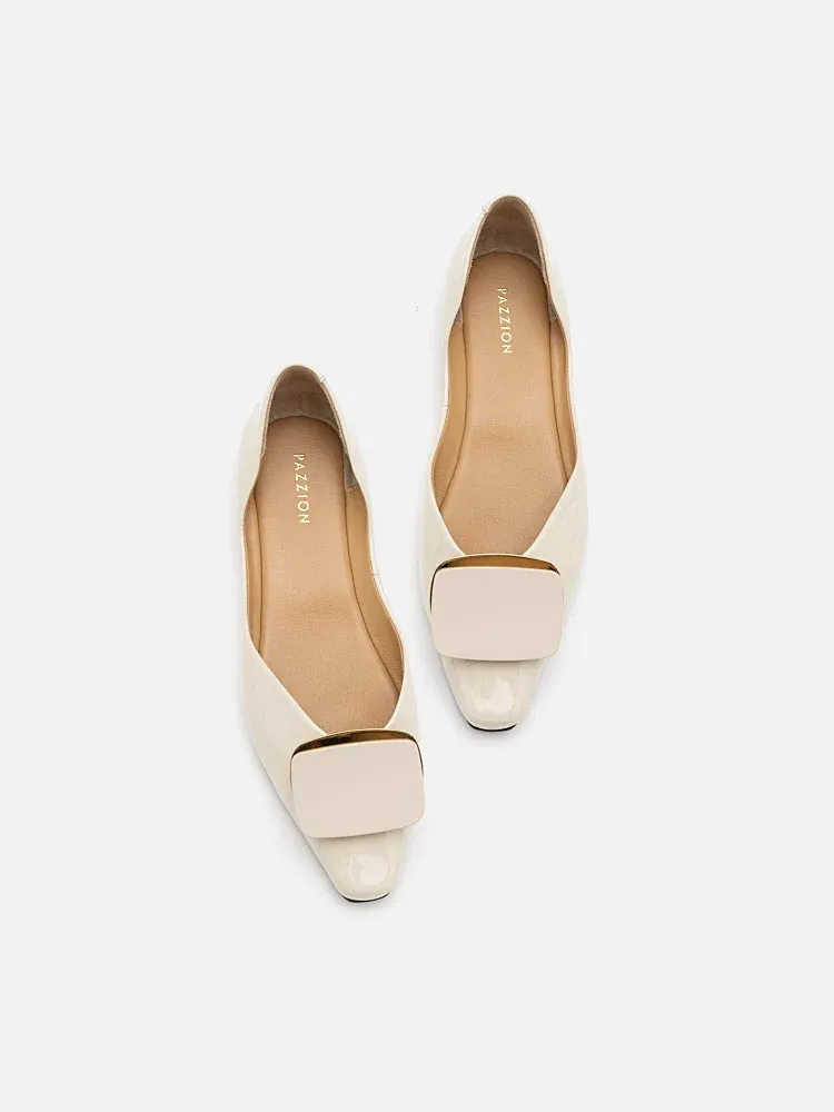 Desiree Buckled Patent Covered Flats