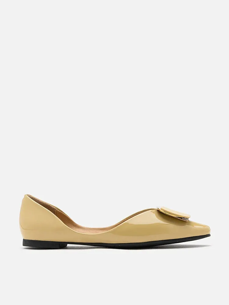 Desiree Buckled Patent Covered Flats