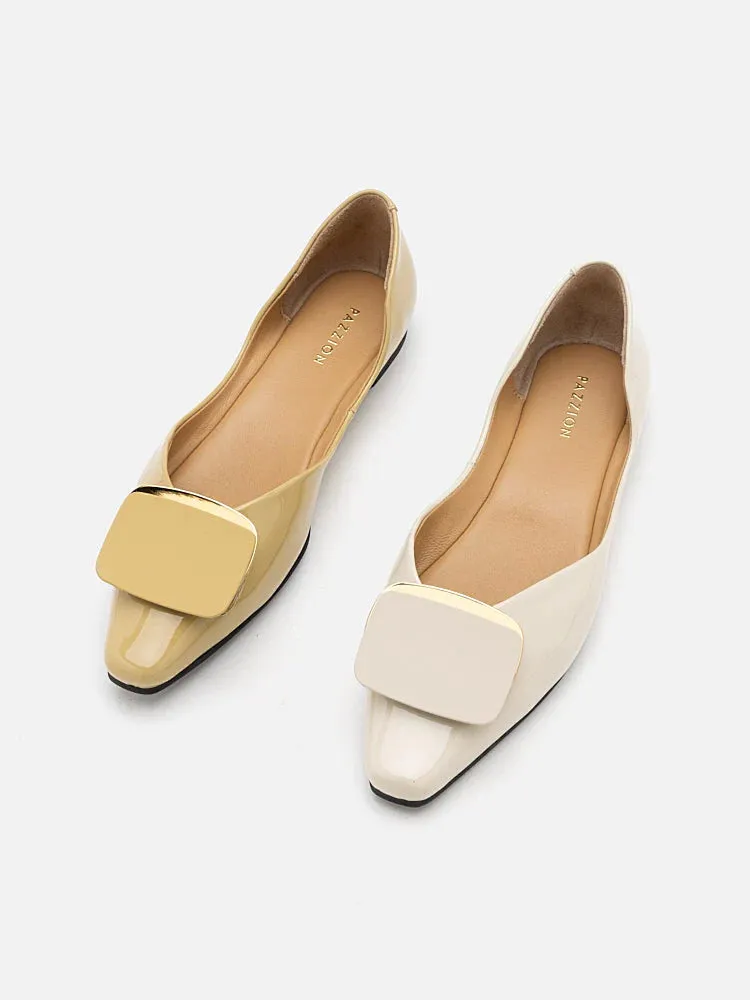 Desiree Buckled Patent Covered Flats