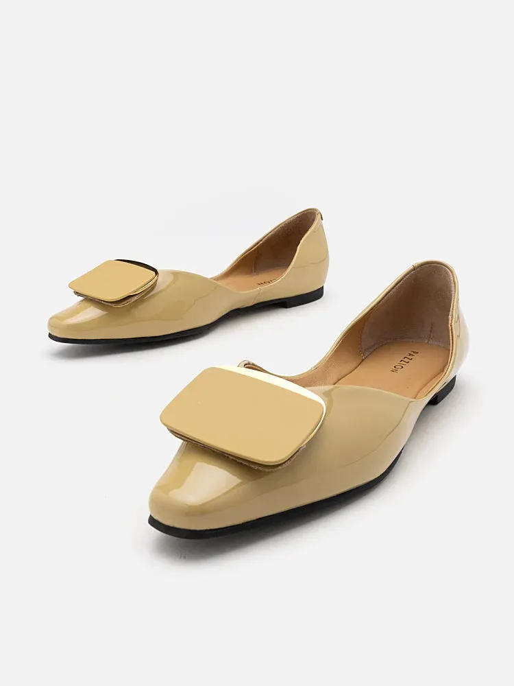 Desiree Buckled Patent Covered Flats