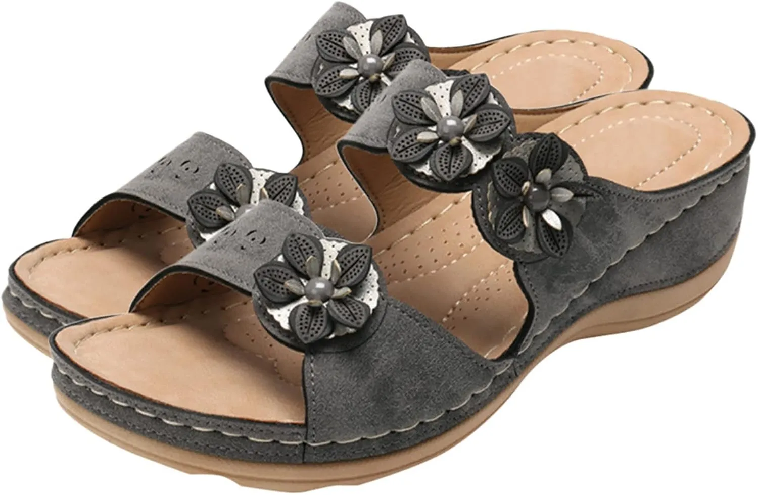 Eduavar Womens Wedge Sandals, Sandals Women Dressy Summer Wedge Sandals with Arch Support Anti-Slip Comfy Sandal
