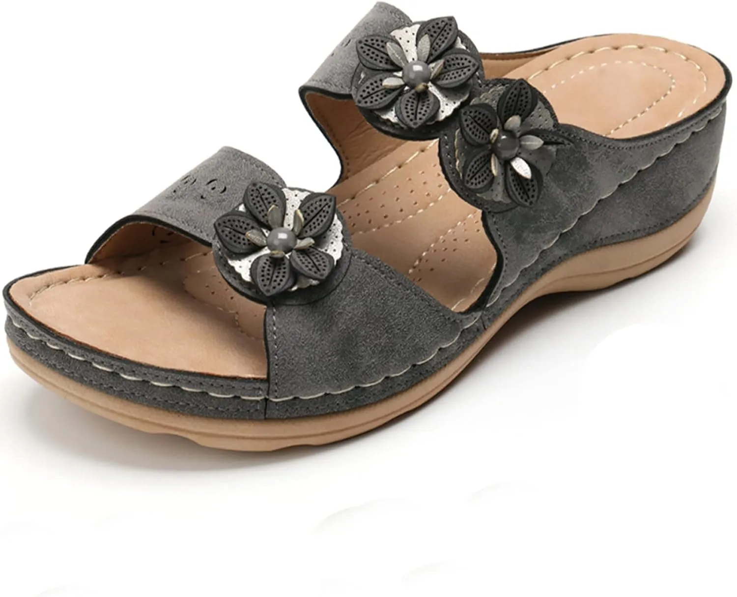 Eduavar Womens Wedge Sandals, Sandals Women Dressy Summer Wedge Sandals with Arch Support Anti-Slip Comfy Sandal