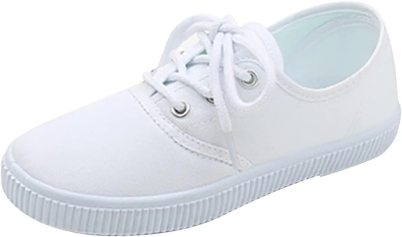 Kid's Classic Slip On Canvas Shoes Girls Boys White Sneaker Tennis Shoes Light Weight Comfortable Causal Shoes