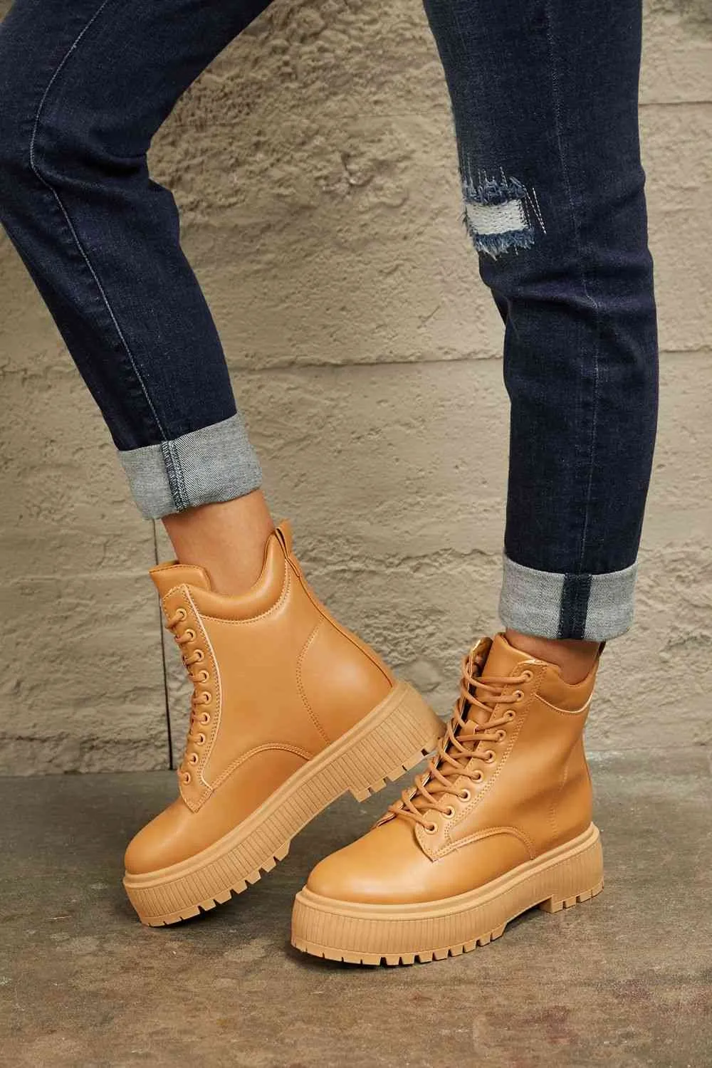 Lace-Up Platform Combat Boots