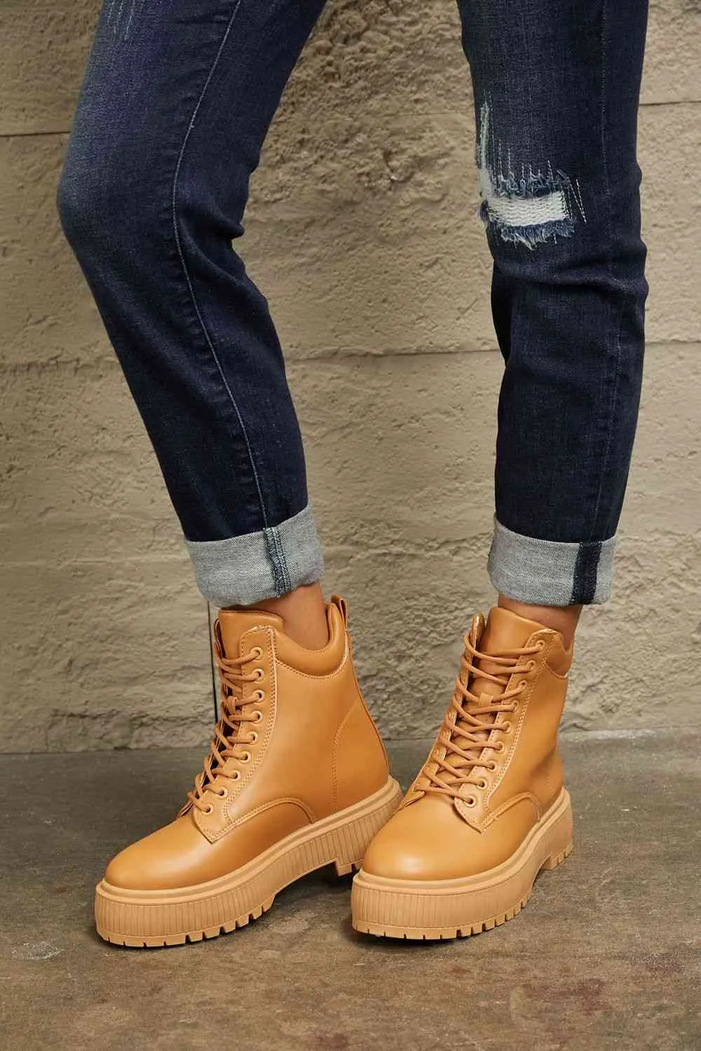 Lace-Up Platform Combat Boots