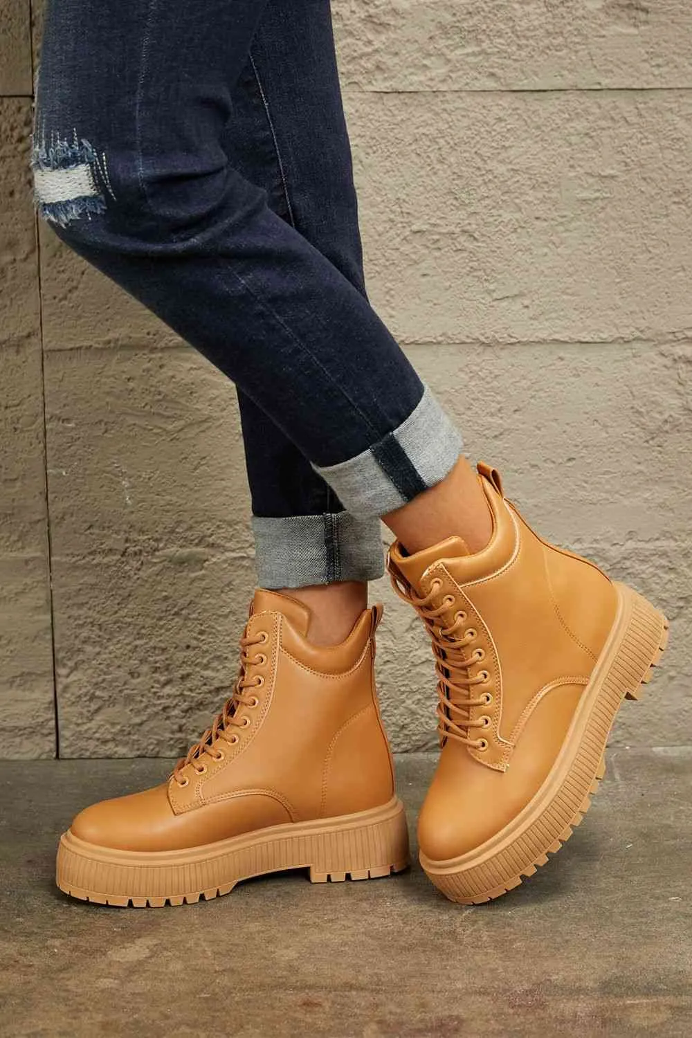 Lace-Up Platform Combat Boots