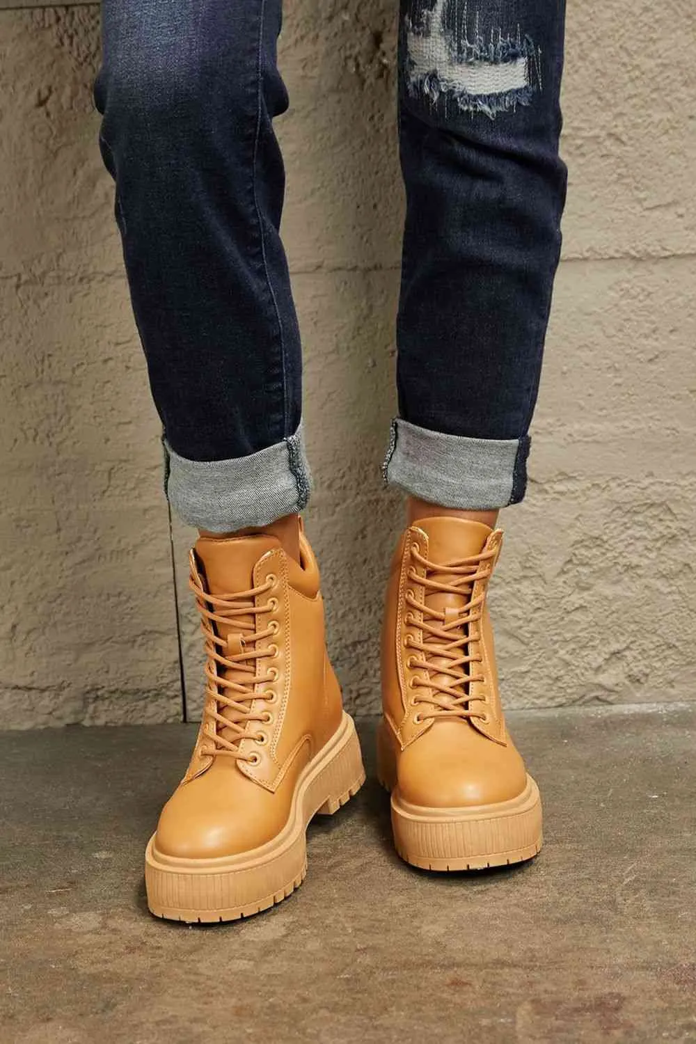 Lace-Up Platform Combat Boots