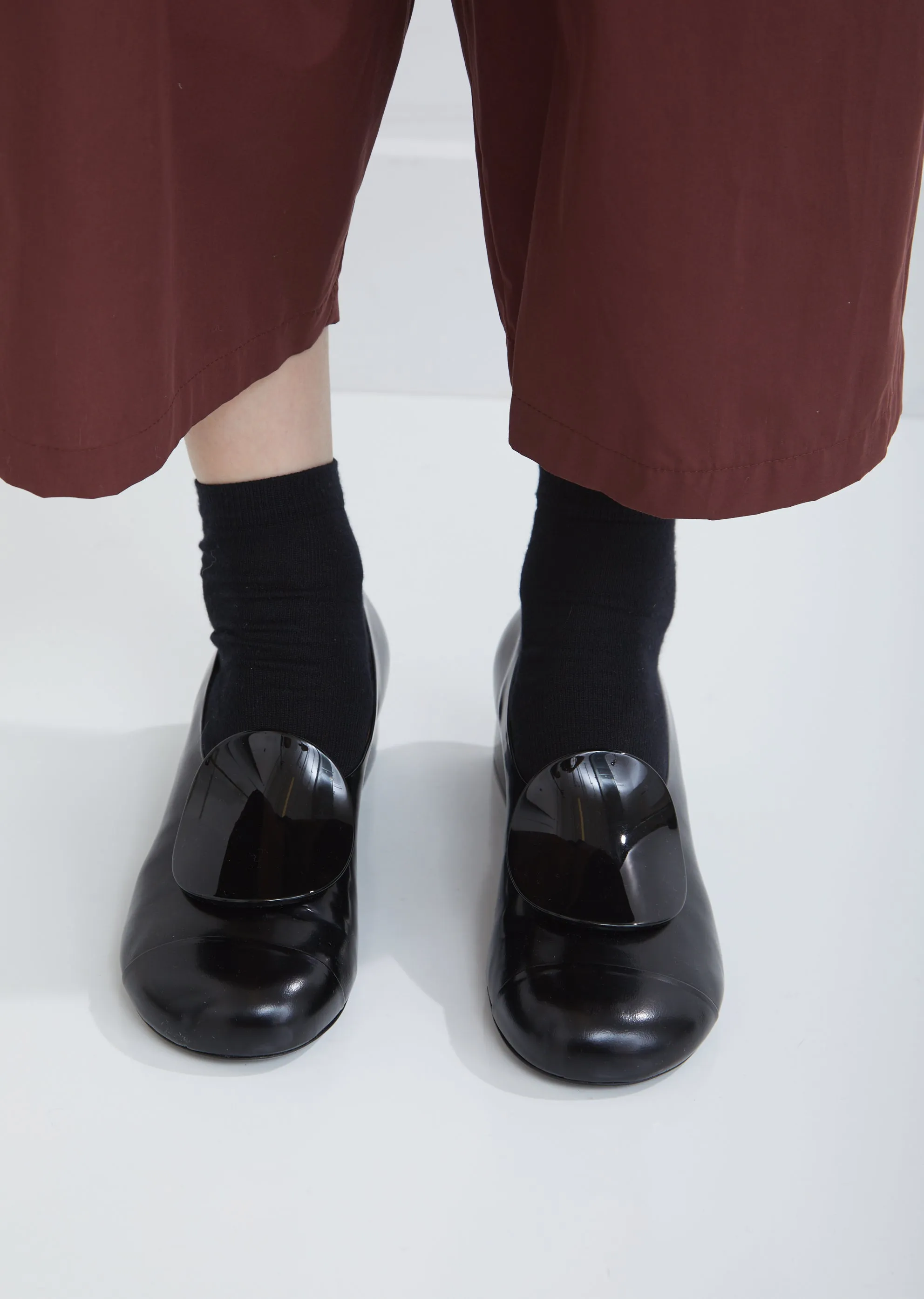 Leather Block Heel Pumps