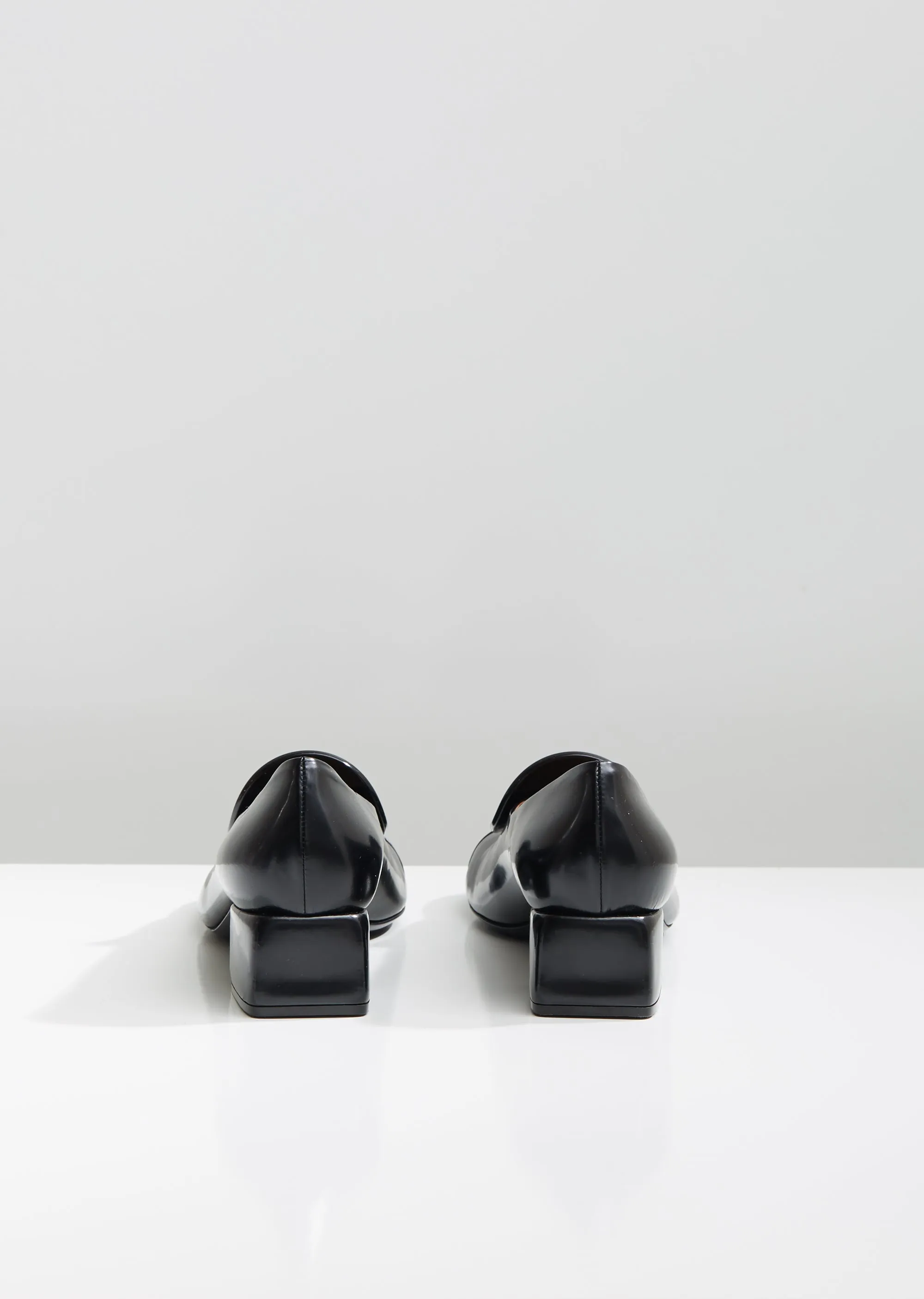 Leather Block Heel Pumps