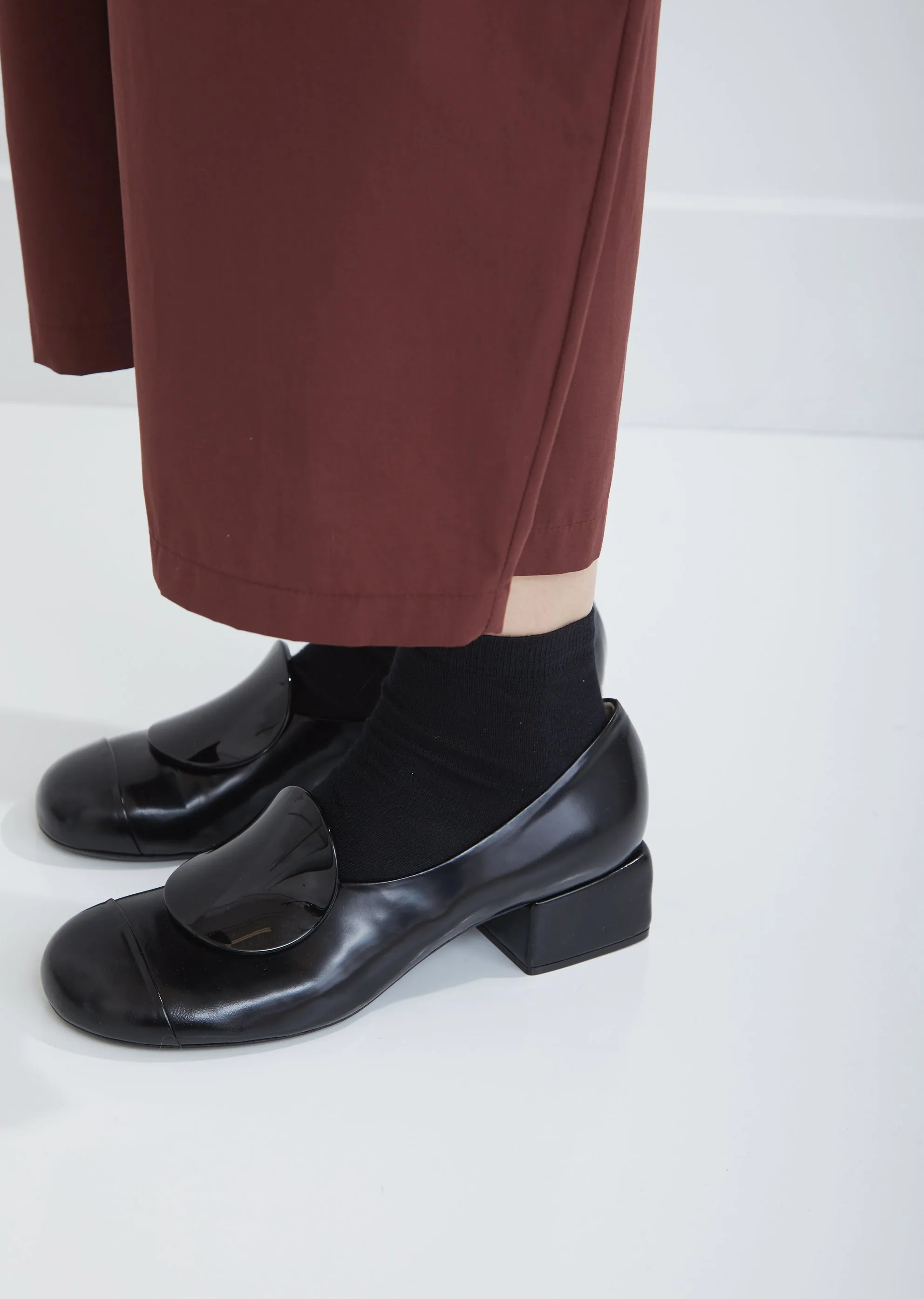 Leather Block Heel Pumps