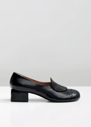 Leather Block Heel Pumps