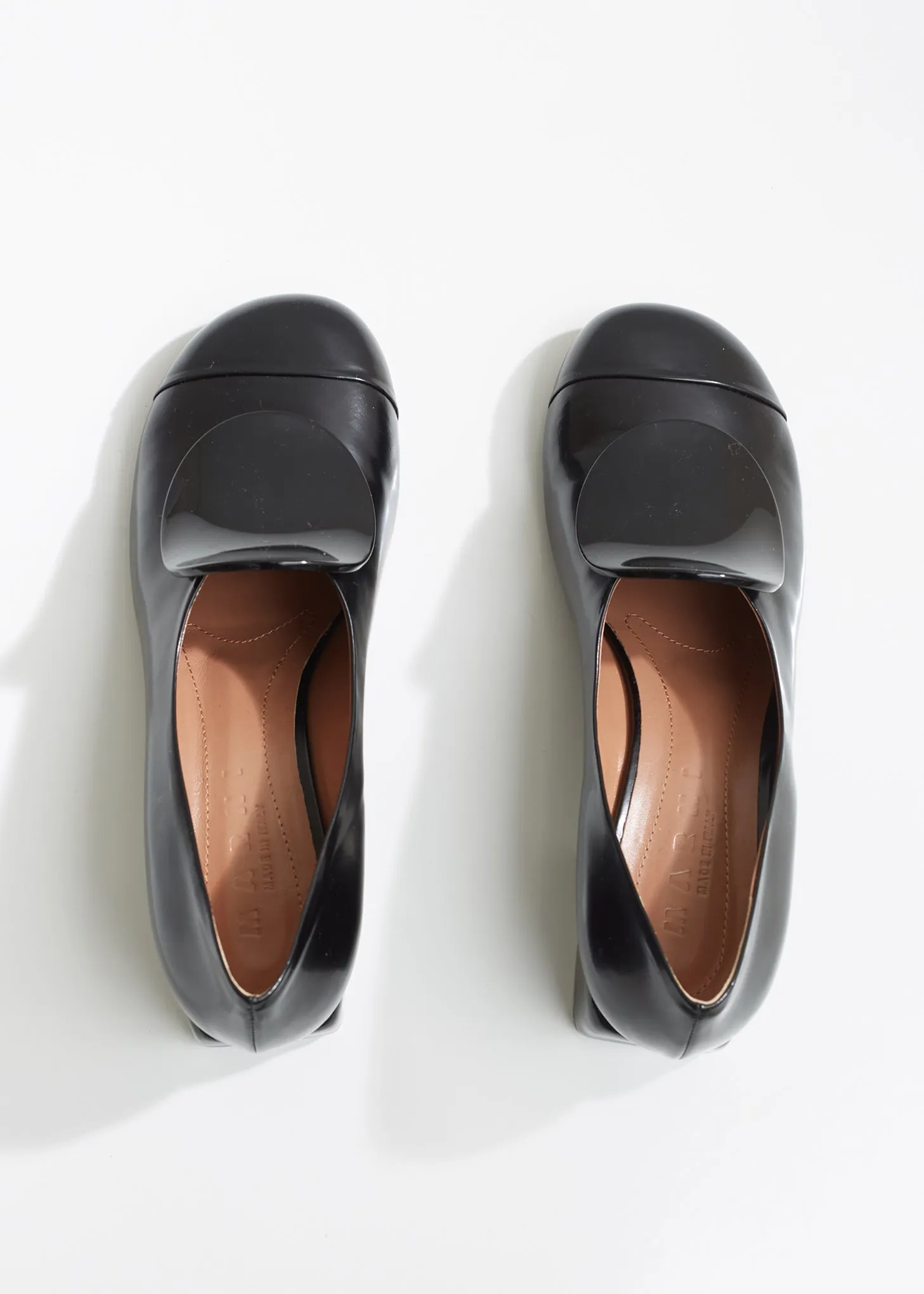 Leather Block Heel Pumps