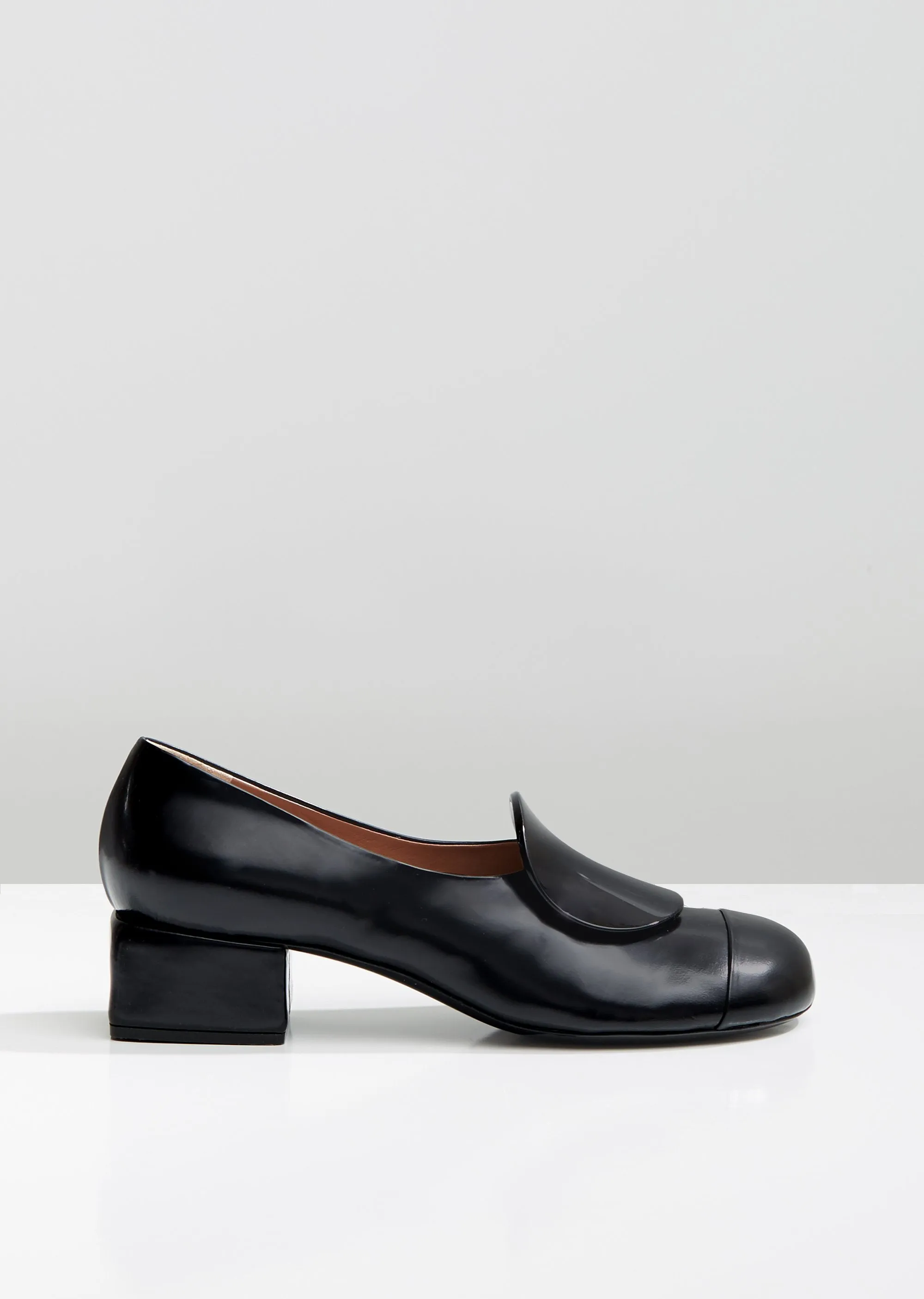 Leather Block Heel Pumps