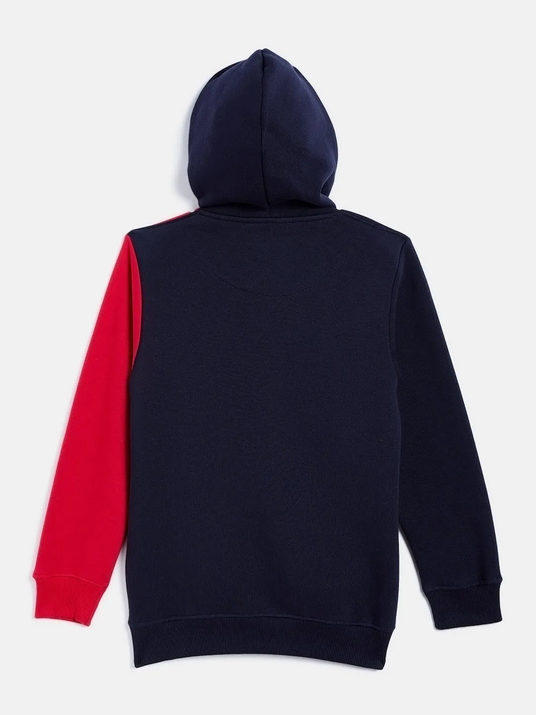 Navy Blue Colourblocked Hooded Sweatshirt