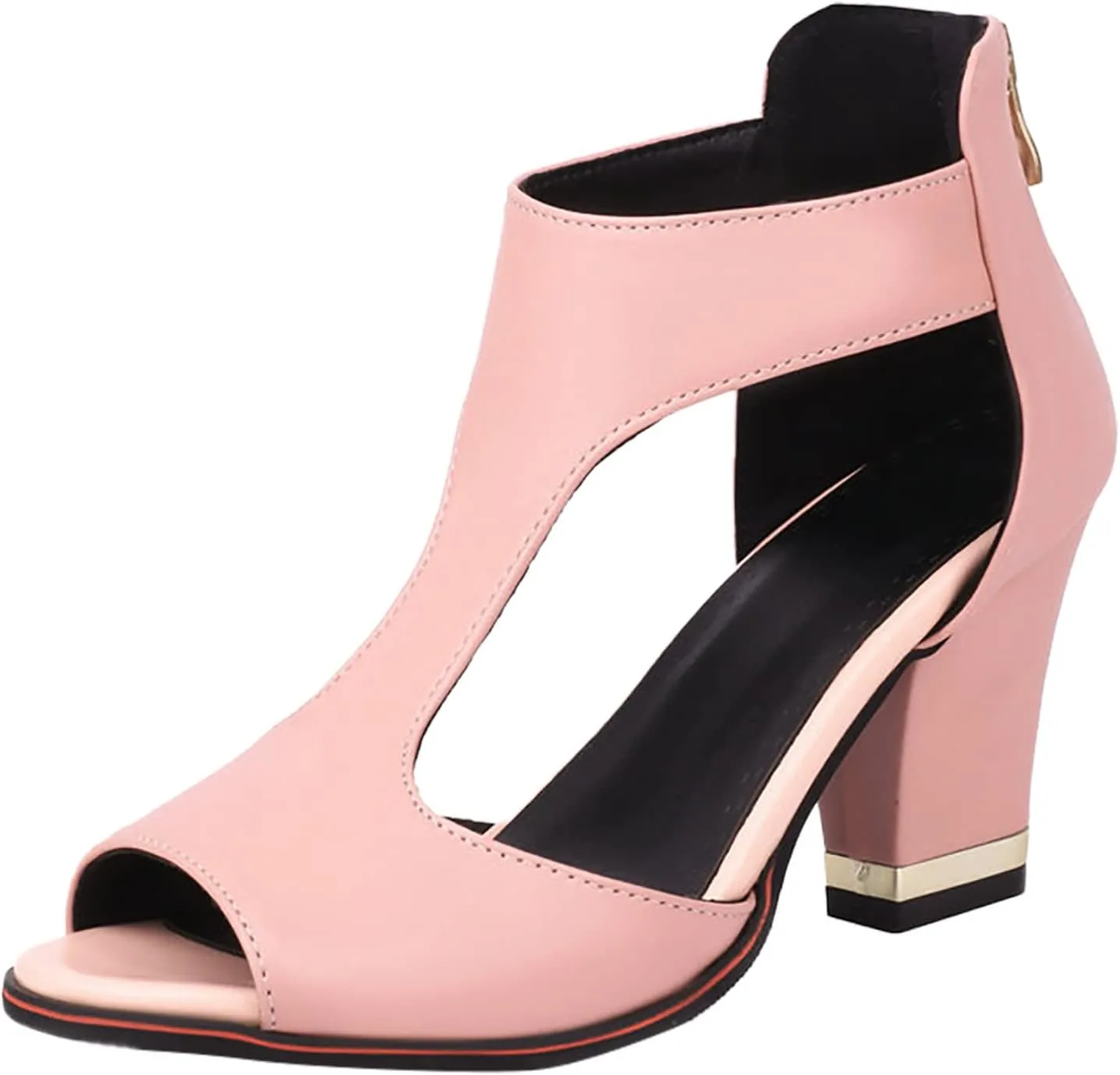 Open Toe Heeled Sandals for Women Chunky Block Heel Strappy Ankle Strap Wedding Party Shoes