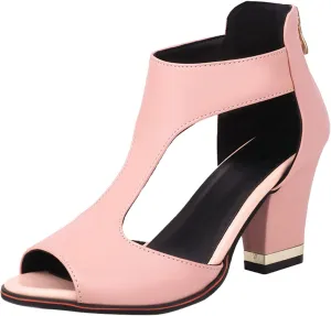 Open Toe Heeled Sandals for Women Chunky Block Heel Strappy Ankle Strap Wedding Party Shoes
