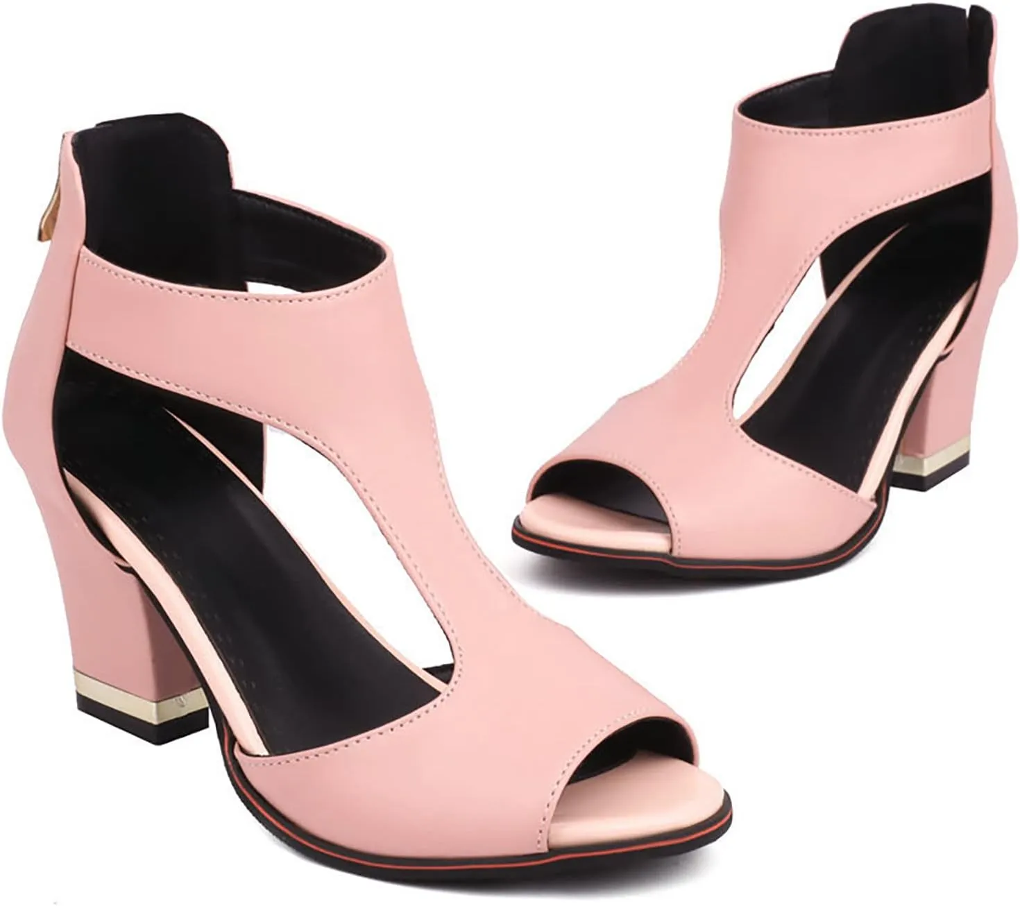 Open Toe Heeled Sandals for Women Chunky Block Heel Strappy Ankle Strap Wedding Party Shoes