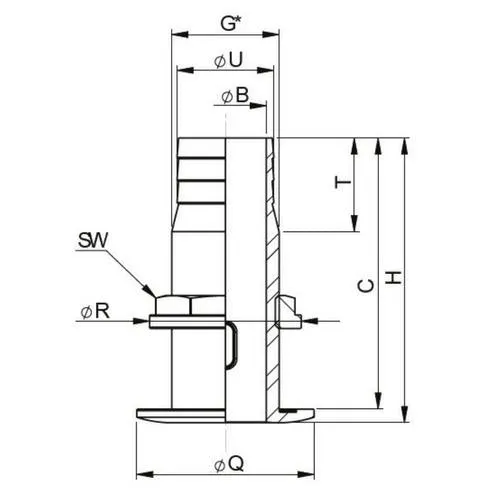 Rounded Thru-hull with Hose Connection Polished Surface